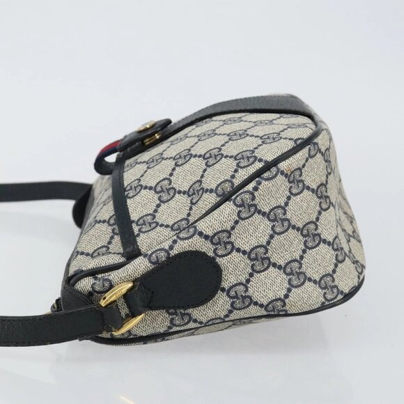 GUCCI GG Supreme Sherry Line Shoulder Bag PVC Navy Gold 89 02 032 Auth 142892 - Picture 6 of 15